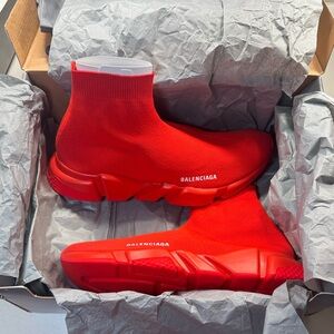 Balenciaga Vibrant Red Knit Sneakers
